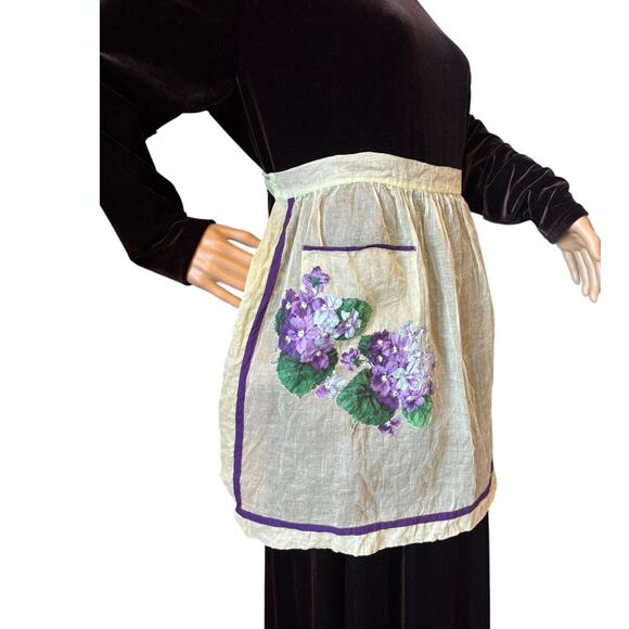 Vintage OOAK Hand Made 60's style Floral Sheer Hostess Aprons bundle of 2 - Picture 7 of 16